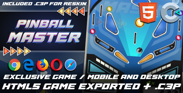 Pinball Master Arcade - HTML5 / Construct3 Source-Code