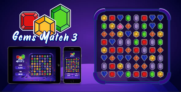 Gems Match 3 - HTML5 Game