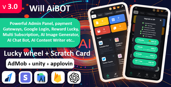 Will AI bot - ChatGPT AI Content writer App | AI Image AI | Lucky Wheel & Scratch Payment gateway