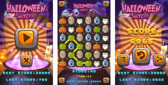 Halloween Match3 - HTML5 Game + Android + AdMob (Construct 3 | Construct 2 | Capx)