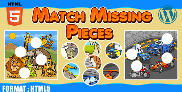 Match Missing Pieces Game (HTML5) Kids Learning Game