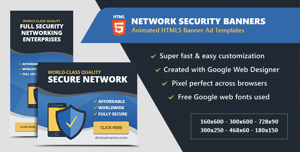 HTML5 Ads - Network Security Banner Templates