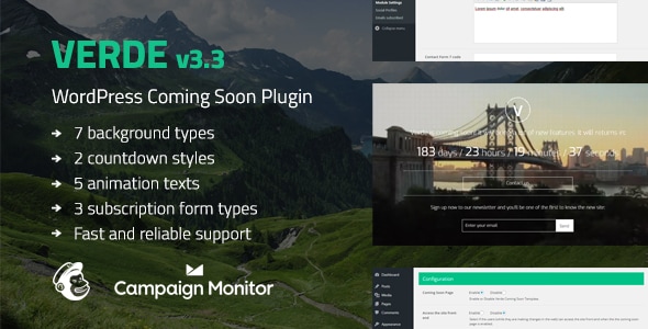 Verde | Responsive Coming Soon WordPress Plugin