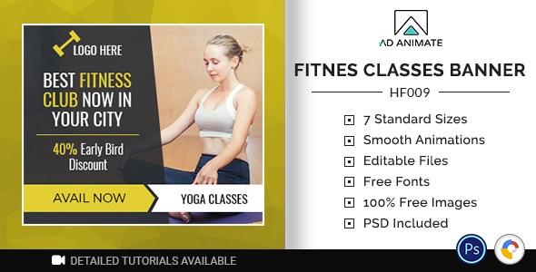 Health & Fitness | Fitness Classes Banner (HF009)