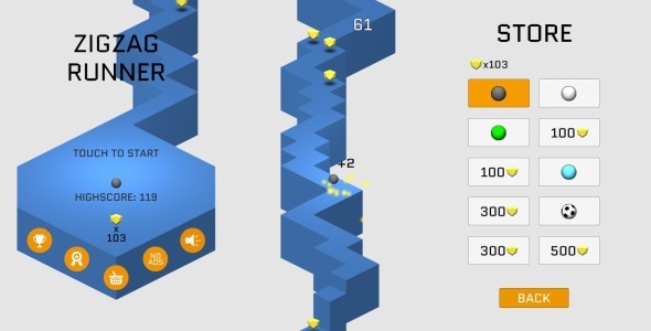 ZigZag Runner Unity3D Game (Admob Ads integrated)