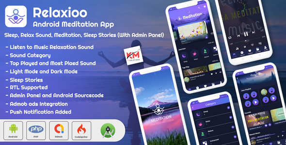 Relaxioo - Android App Relaxation & Meditation Music Application with Admin Panel