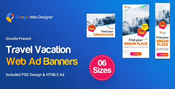 Travel Agency Banners Ad D85 - GWD & PSD