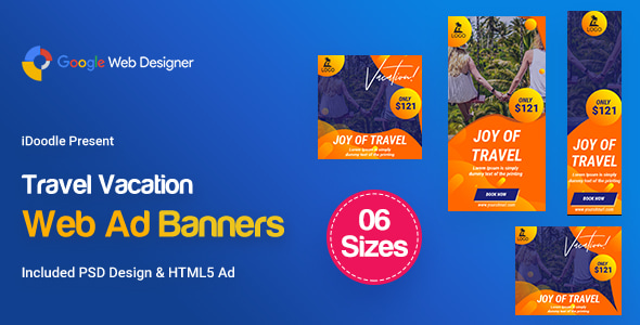 C81 - Travel Vacation Banners HTML5 Ad (GWD & PSD)