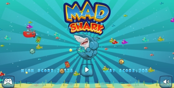 Mad Shark - HTML5 Game, Mobile Version + AdMob!!! (Construct 3 | Construct 2 | Capx)