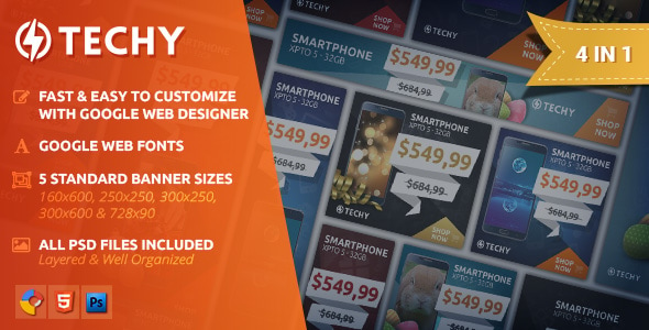 Techy - Holiday Sales HTML5 Banner Template