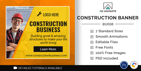 Business Banner - Construction Ad Template (BU008)