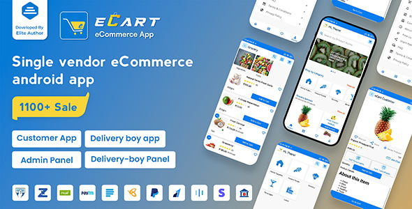 eCart - Grocery, Food Delivery, Fruits & Vegetable store, Full Android Ecommerce App