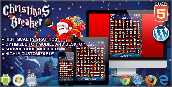 Christmas Breaker - HTML5 Construct Match 3 Game