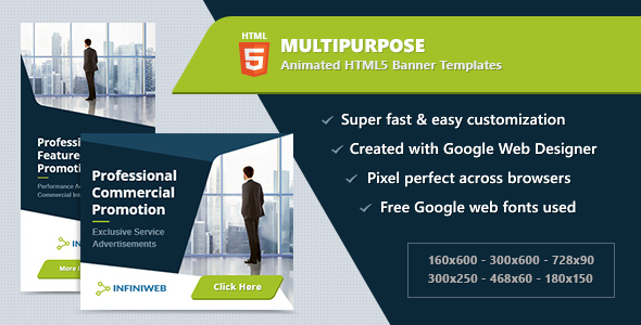 Multipurpose Banners - HTML5 Animated Ad Templates GWD