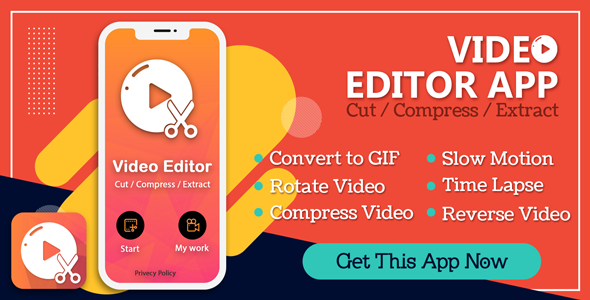 Video editor (64 bit supported), Cut, Compress, Extract, video to audio ( android 10 )