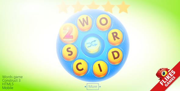 Wordics 2 - Construct 3 Template words game + mobile/HTML5