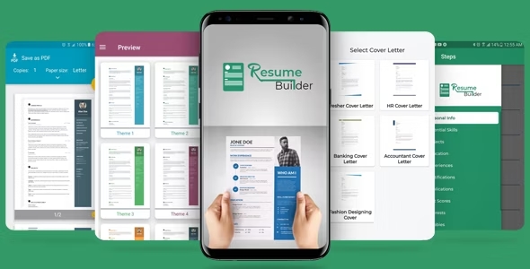 Resume / CV and Cover Letter Builder app with Admob ads