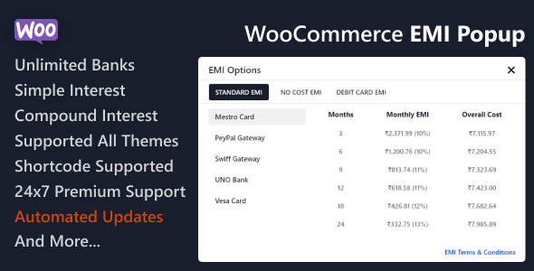 WooCommerce EMI Popup