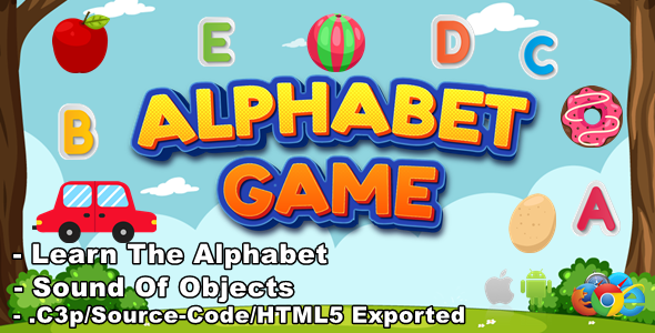 Alphabet Game for Kids - Educational Game - HTML5/Mobile (C3p)