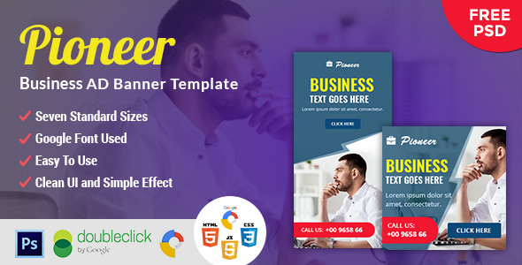 Pioneer | Business HTML 5 Animated Google Banner