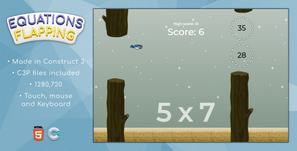 Equations Flapping - HTML5 Math game