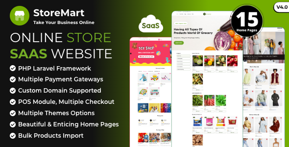 StoreMart SaaS - Online Product Selling Business Website Builder