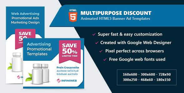 HTML5 Animated Banner Ads - Multipurpose Discount Offer (GWD)