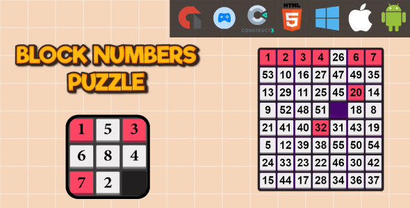 Block Numbers Puzzle - HTML5 Game - Web, Mobile and FB Instant games(C3p and HTML5)