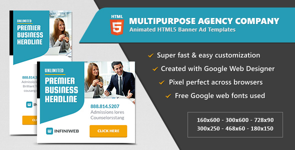 Multipurpose Agency Company - HTML5 Banner Ad Templates