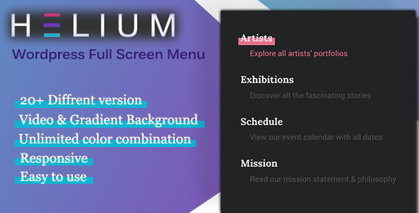 Helium: Wordpress Full Screen Menu