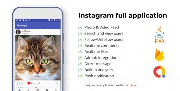 Instagram Android Full Applcation + Firebase Web (Photo&Video)