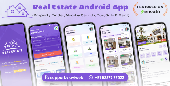 Real Estate Android App - Property Finder, Nearby Search, Buy, Sale & Rent