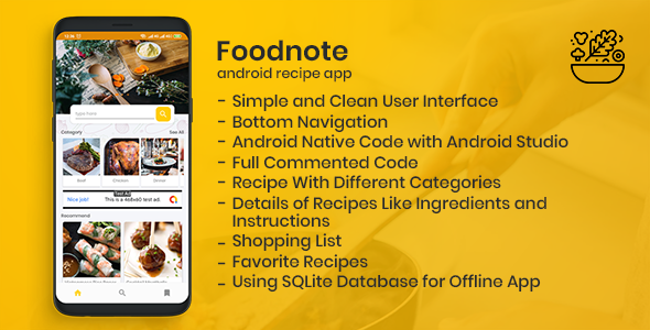 Foodnote Recipe App for Android SQLite