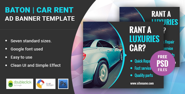 Baton | Car Rental HTML 5 Animated Google Banner