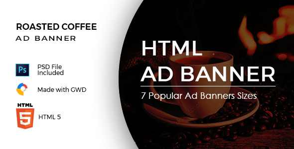 Roasted Coffee Ad Banners - HTML Ad Banner Template