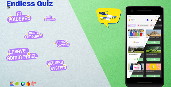 Endless Quiz - Android Quiz App with Laravel Admin Panel