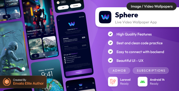 Sphere : Live Wallpaper App | Android Wallpaper app with admin panel (Laravel)