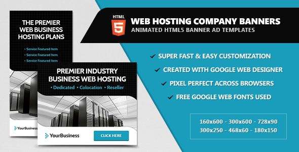 Web Hosting Company Banners - HTML5 Animated