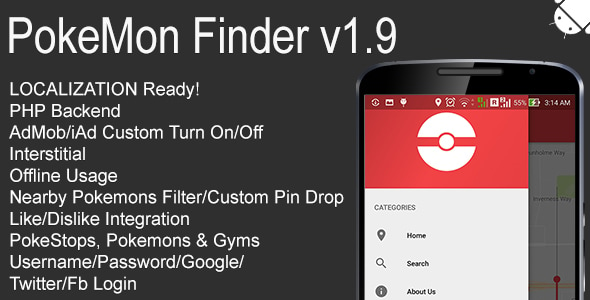 PokeMon Finder Full Android Application v1.9