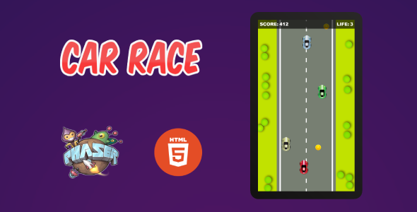 Car Race Game - (HTML5 PhaserJS)