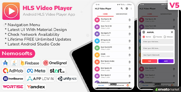 HLS Video Player Android App ( Online )