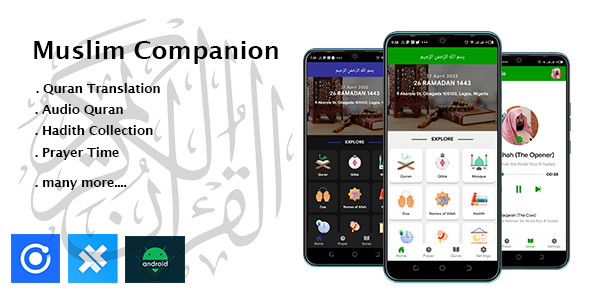 Muslim Companion - Quran, Prayer Time, Hadiths, Admobs, Android and iOS Application