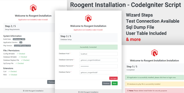 Roogent Installation - CodeIgniter Script