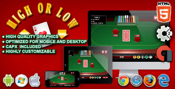 High or Low - HTML5 Construct Casino Game