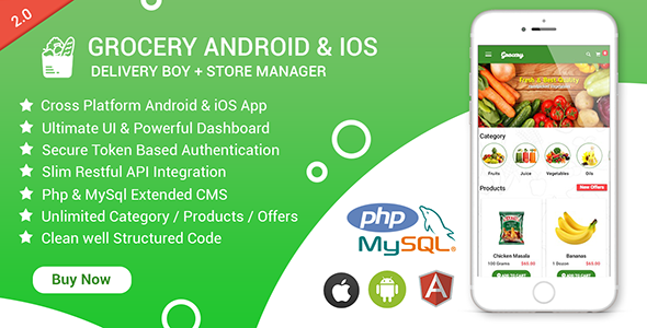 Grocery Android & iOS App with Delivery Boy and Store Manager App With CMS