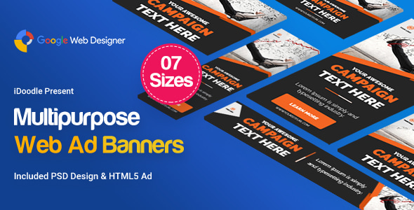 Multi Purpose Banners HTML5 D4 - Google Web Designer