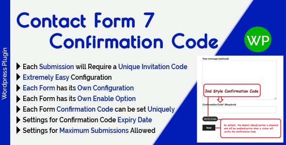 Contact Form 7 Confirmation Code - For Each Submission will Require a Unique Invitation Code