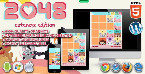 2048 Cuteness Edition - HTML5 Skill Game