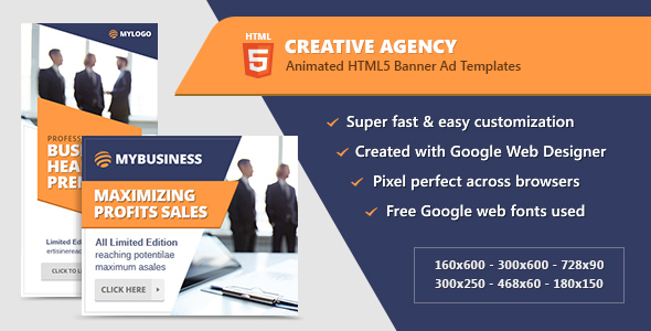 Creative Agency Banners - HTML5 Animated Ad Templates (GWD)