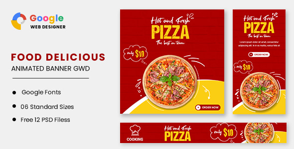 Food Pizza Animated Banner GWD